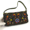 Fendi Zucca Floral Beaded Baguette Bag with Exotic Lizard Detailing