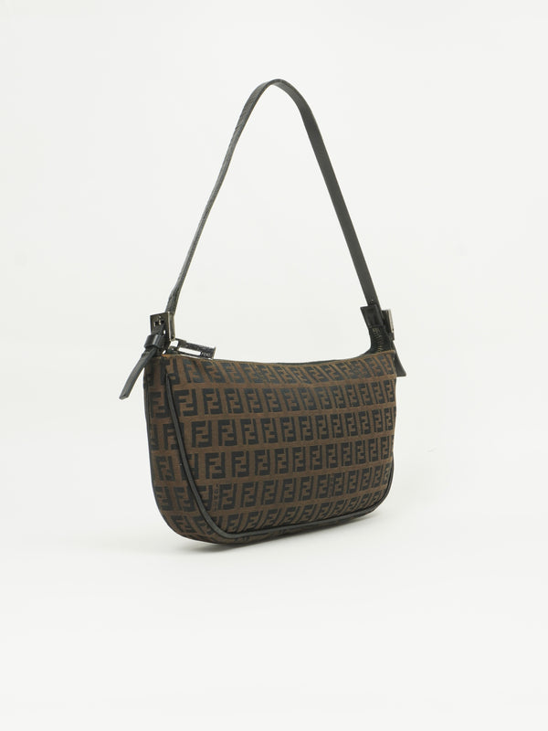 FENDI ZUCCA CRESCENT SHOULDER BAG