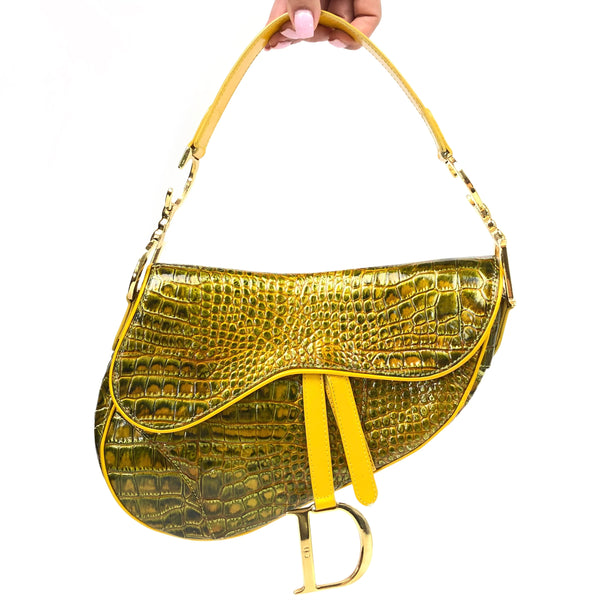 Christian Dior Crocodile Saddle Bag