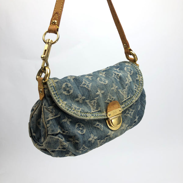 Louis Vuitton Pleaty PM Blue Denim Shoulder Bag