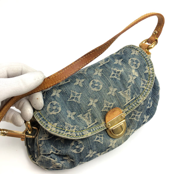 Louis Vuitton Pleaty PM Blue Denim Shoulder Bag