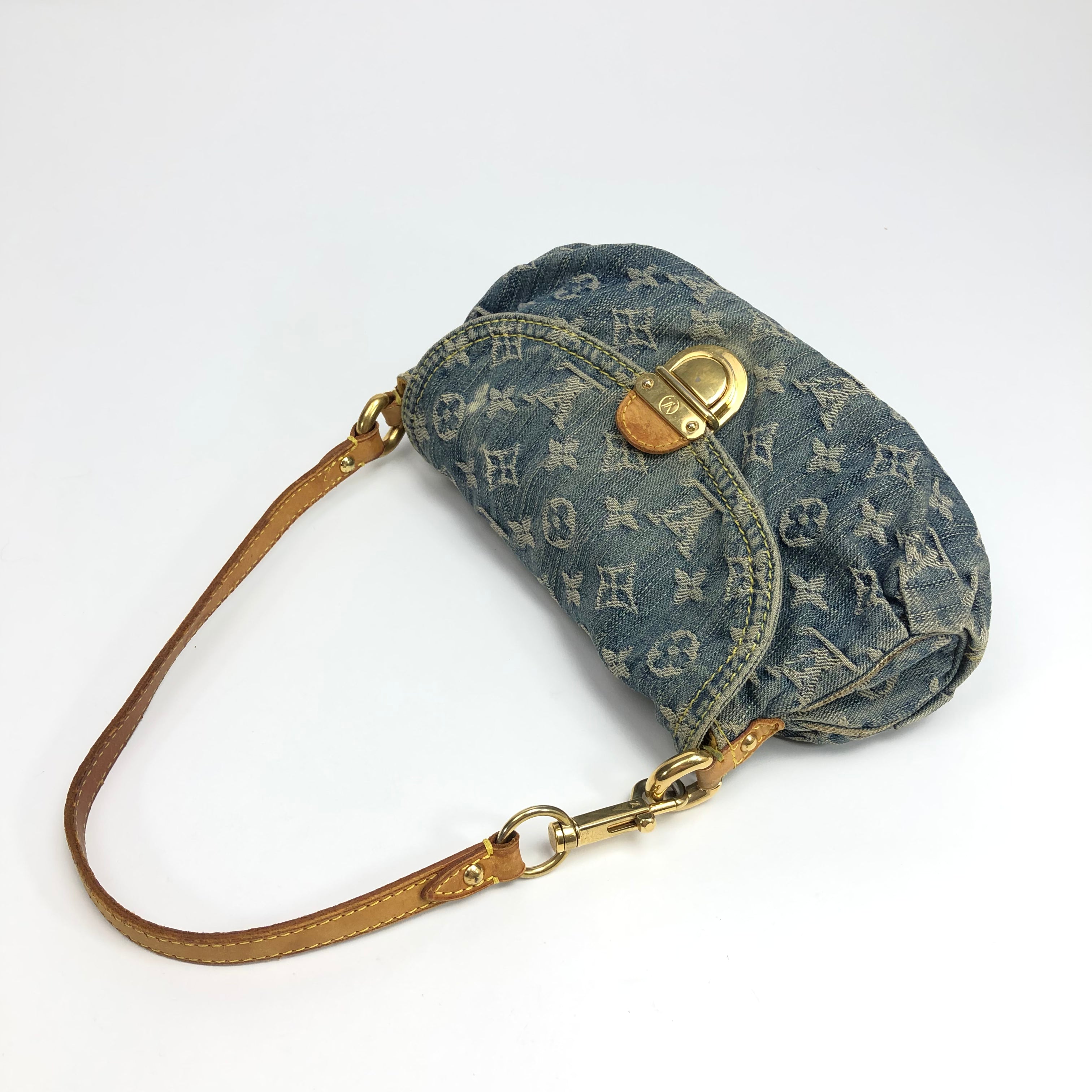 Louis Vuitton Pleaty PM Blue Denim Shoulder Bag