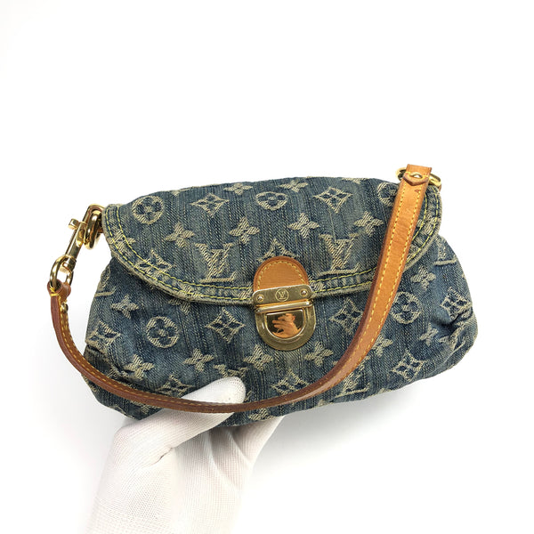 Louis Vuitton Pleaty PM Blue Denim Shoulder Bag