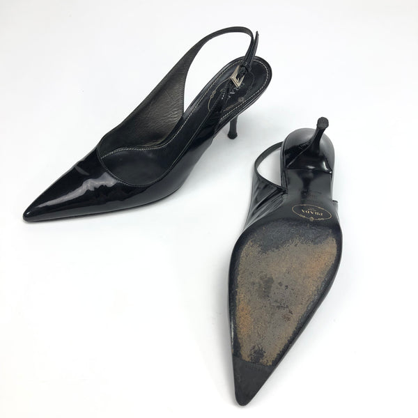 Prada Sling-back Leather Heels -  UK 3.5 / US 5.5 / EU 36.5