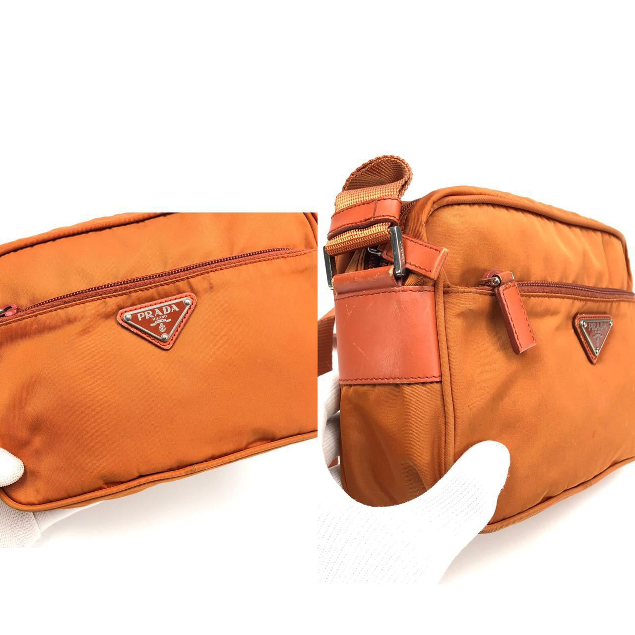Prada Nylon Burnt Orange Crossbody Bag