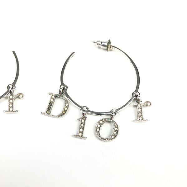 CHRISTIAN DIOR SPELL-OUT DIAMANTÉ HOOP EARRINGS