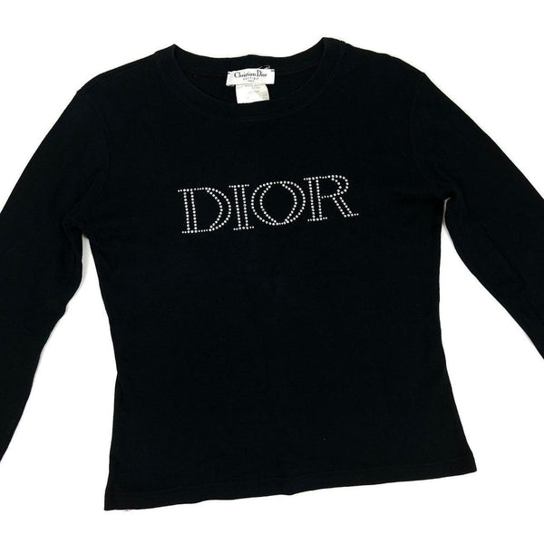 Christian Dior Diamanté Spell-out Long Sleeve Top